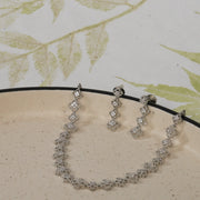 Flower Design Zircon Neckpiece With Earrings